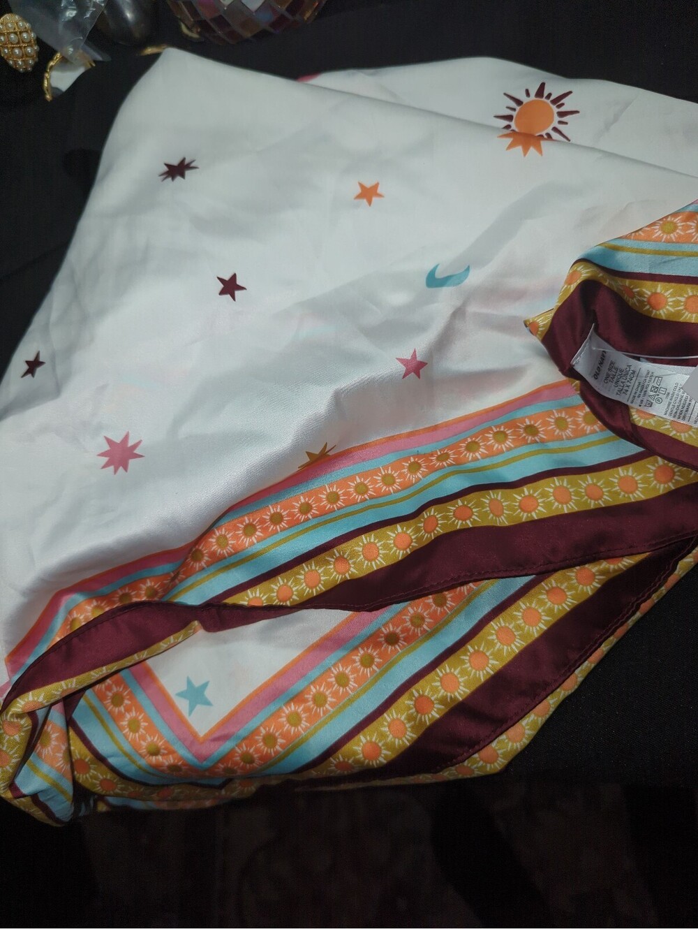 Old Navy Women's Silk Scarf with Sun and Star Pattern